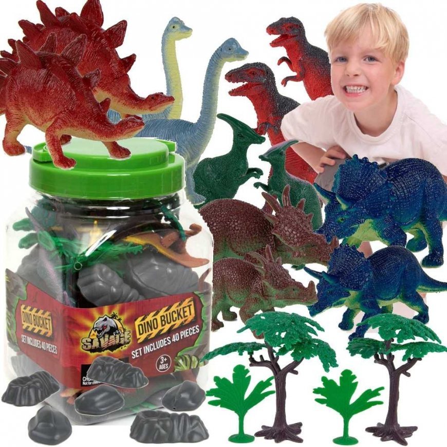 Dinosaurs Figures Large Set in Jar + Accessories 40 Pcs 5-13 cm Boley – 2