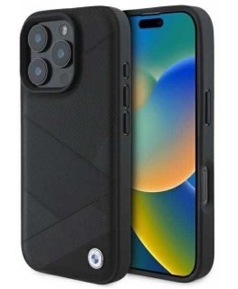 Case BMW BMHCP16X23RCGPK iPhone 16 Pro Max 6.9" black/black hardcase Sign Leather Crossing Lines Pattern