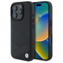 Case BMW BMHCP16X23RCGPK iPhone 16 Pro Max 6.9" black/black hardcase Sign Leather Crossing Lines Pattern