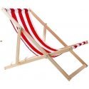 Woodok Set of 4 Comfortable Wooden Sun Loungers with Red Stripes - Perfect for the Beach, Balcony or Terrace, Fully Assembled Woodok Set of 4 Comfortable Wooden Sun Loungers with Red Stripes - Perfect for the Beach, Balcony or Terrace, Fully Assembled