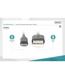 DIGITUS USB 2.0 connection cable - USB Type-A|Micro USB Type-B -