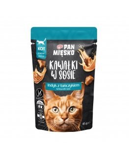 PAN MIĘSKO Kawałki w sosie Indyk z tuńczykiem (dorosły) - Karma mokra dla kota - 85g