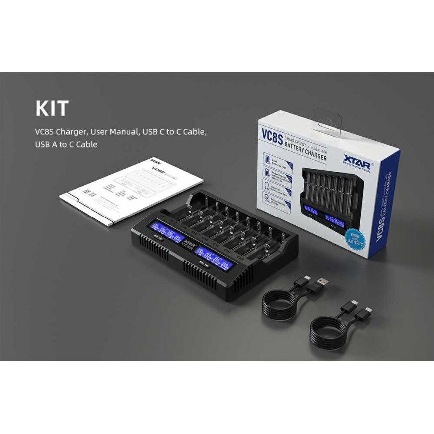 Xtar universal 8 x Li-ion and Ni-MH battery charger with LCD display VC8S – 3