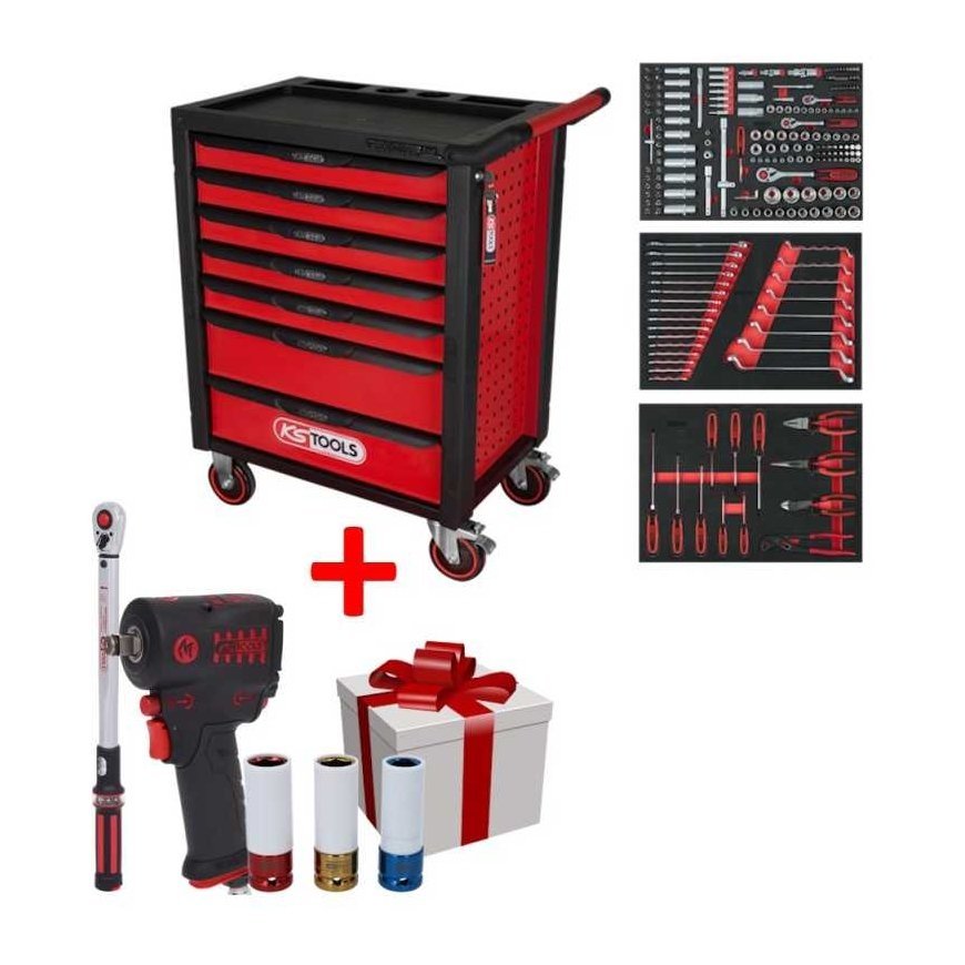 215-piece tool trolley KS TOOLS RACINGline, 7 drawers, with accessories