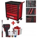 215 dalių įrankių vežimėlis KS TOOLS RACINGline, 7 stalčiai, su priedais