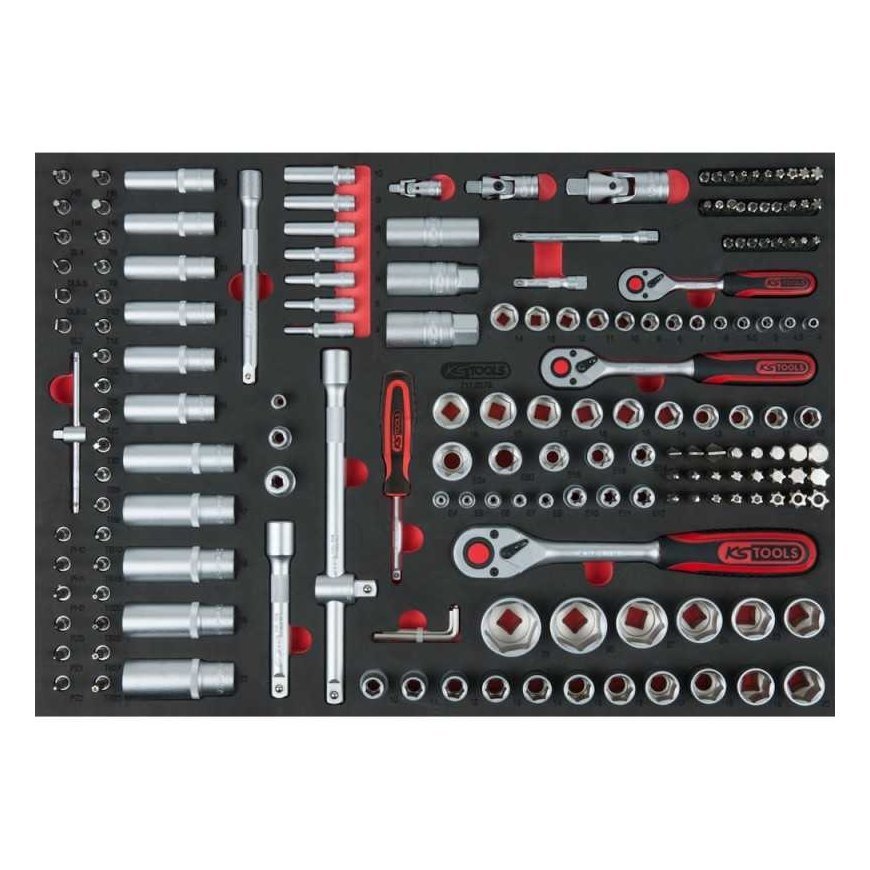 215 dalių įrankių vežimėlis KS TOOLS RACINGline, 7 stalčiai, su priedais – 3