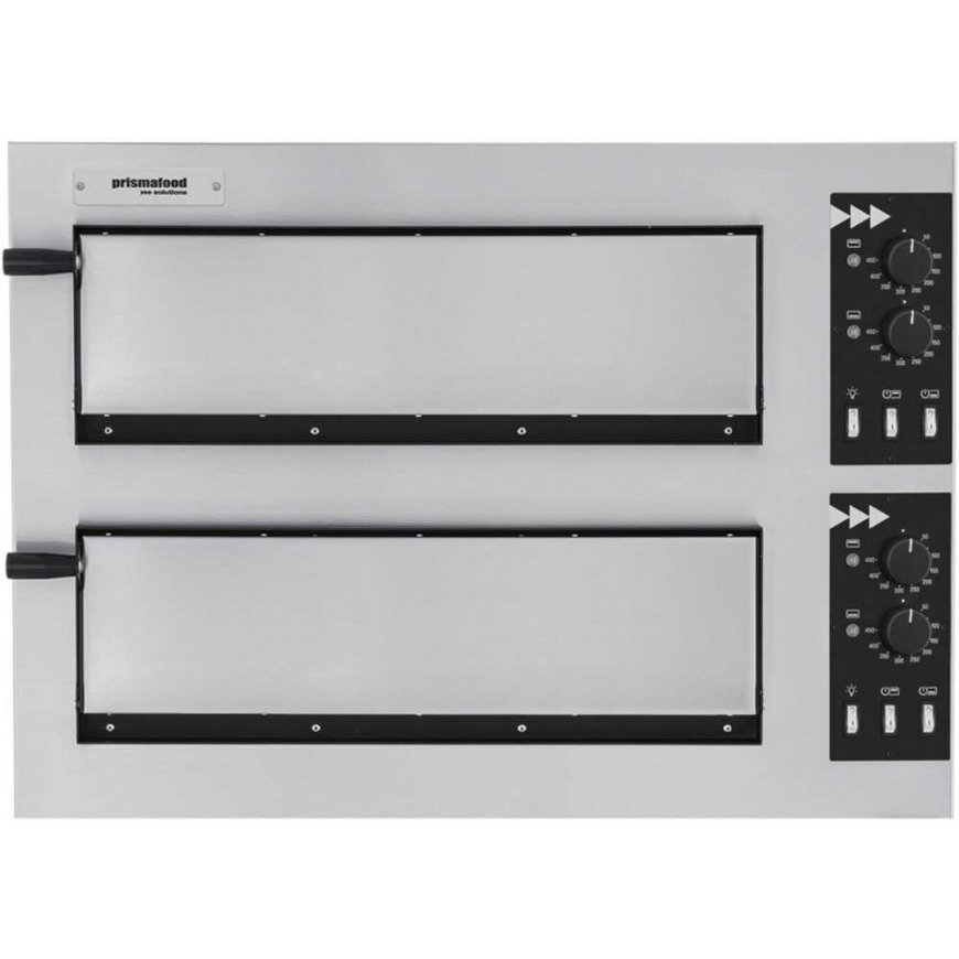 Electric oven Prismafood Piec do pizzy 2-komorowy na 2 pizze śr. 45 cm BASIC 2/50 VETRO 6000 W