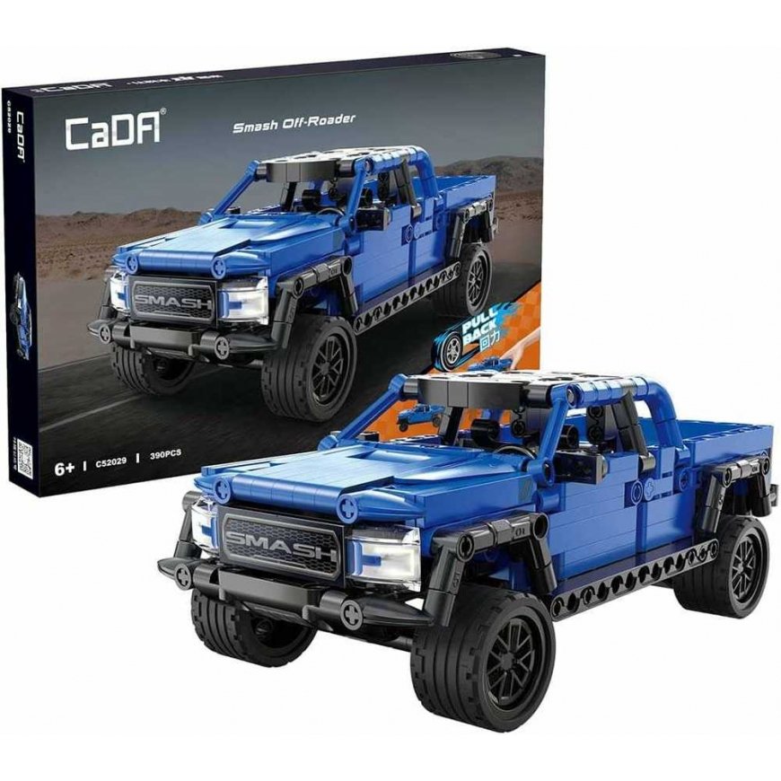 Klocki Konstrukcyjne CaDA Mėlyna samochód Važiuoklė terenowy Smash Off-Roader Pull-back 390 dalys – 2