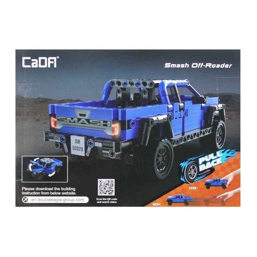 Klocki Konstrukcyjne CaDA Blue samochód Chassis terenowy Smash Off-Roader Pull-back 390 parts – 3