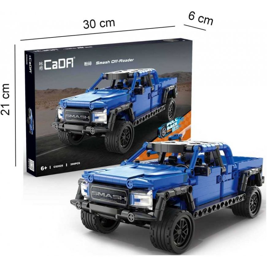 Klocki Konstrukcyjne CaDA Blue samochód Chassis terenowy Smash Off-Roader Pull-back 390 parts – 4