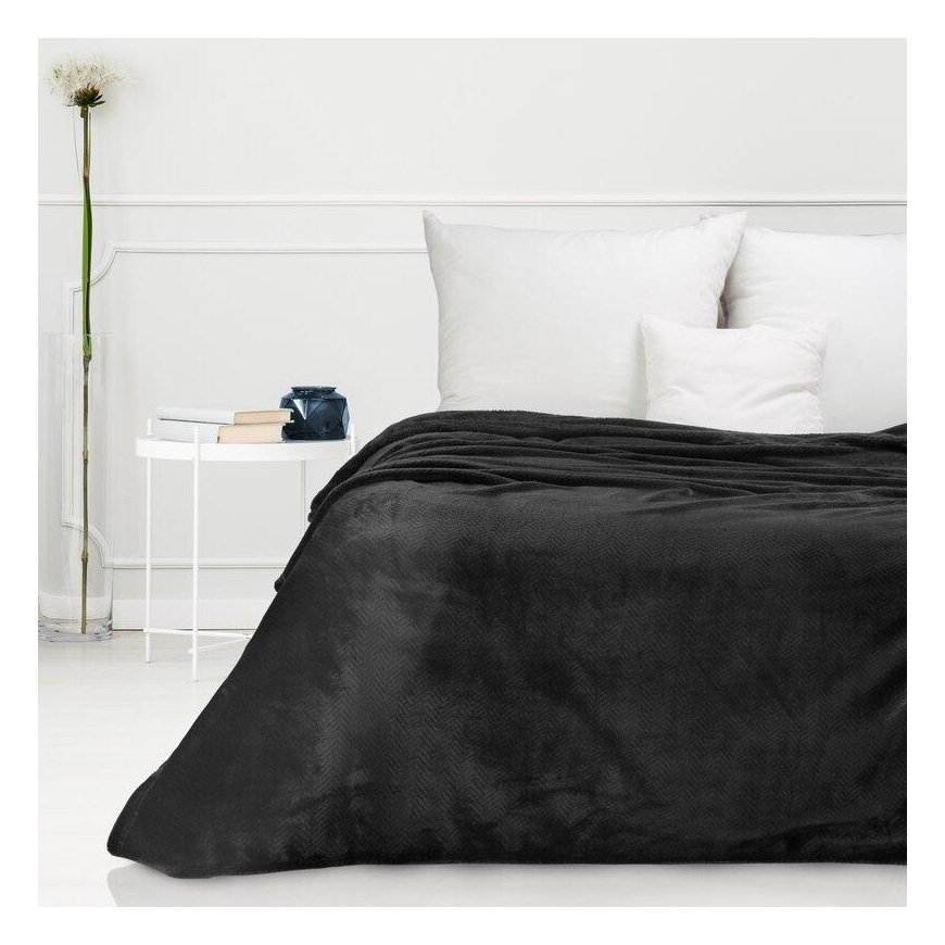 Eurofirany DESIGN 91 CINDY5 Minkštas ir švelnus pledas su įspaustu eglutės raštu, 150X200 cm, spalva: juoda – 4