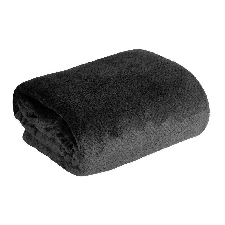 Eurofirany DESIGN 91 CINDY5 Soft and gentle blanket with embossed Christmas tree pattern, 150X200 cm, color: black – 5