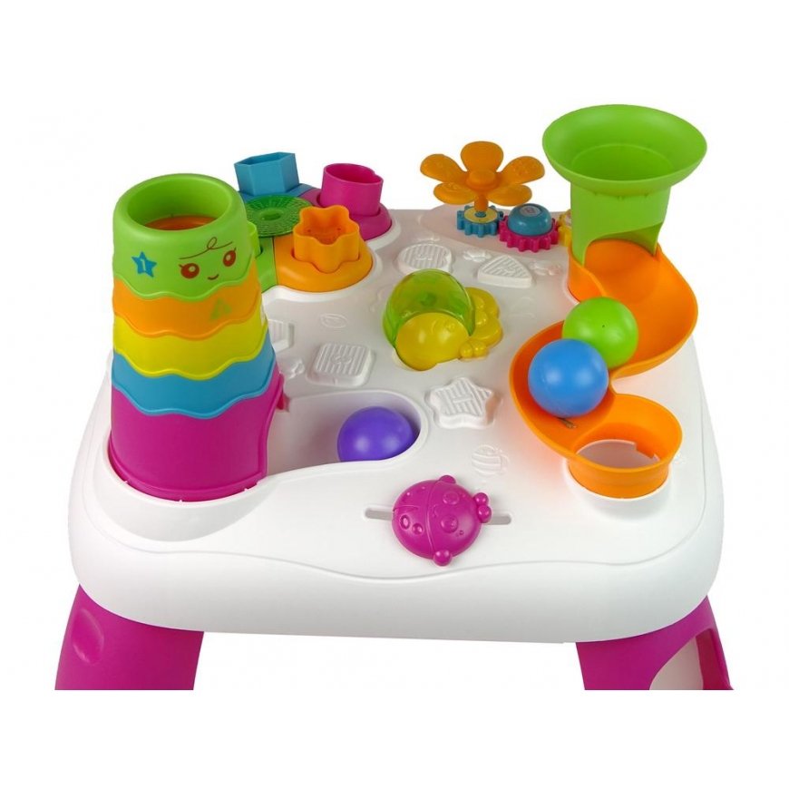 Lean Sport Lean Toys Interaktyvi mokomoji stalo kamuoliukų rūšiavimo skaidrė rožinė – 3