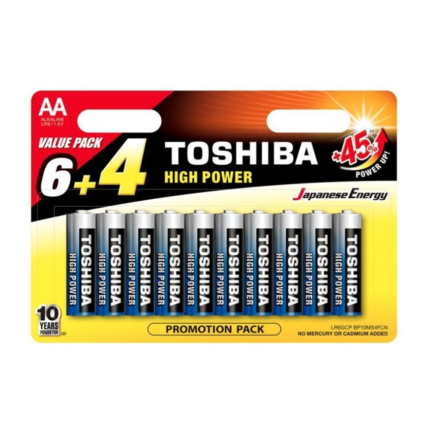 TOSHIBA AA alkaline batteries 10 pack