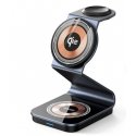W21 3-in-1 15W Wireless Charging Stand Teléfono Auricador de Auriculares Cargador (certificado Qi2) Black