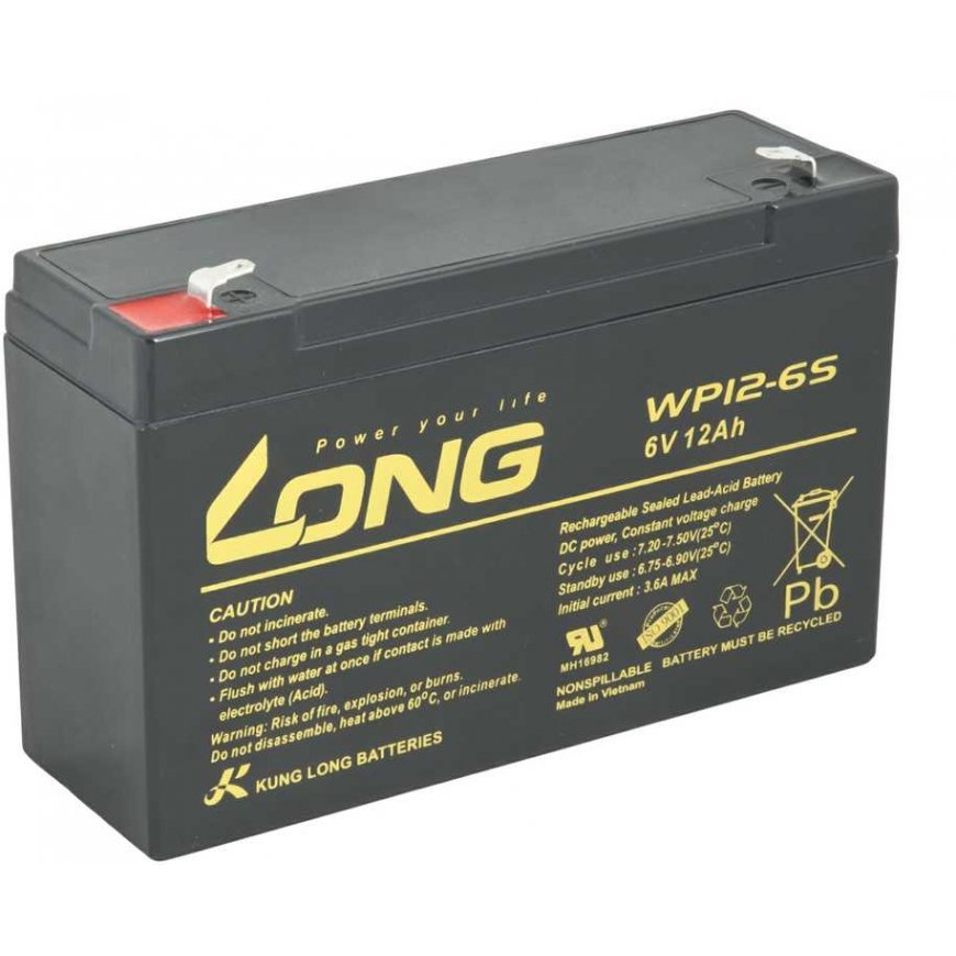Avacom LONG 6V 12AH Lead Acid Battery F1 (WP12-6S) – 2