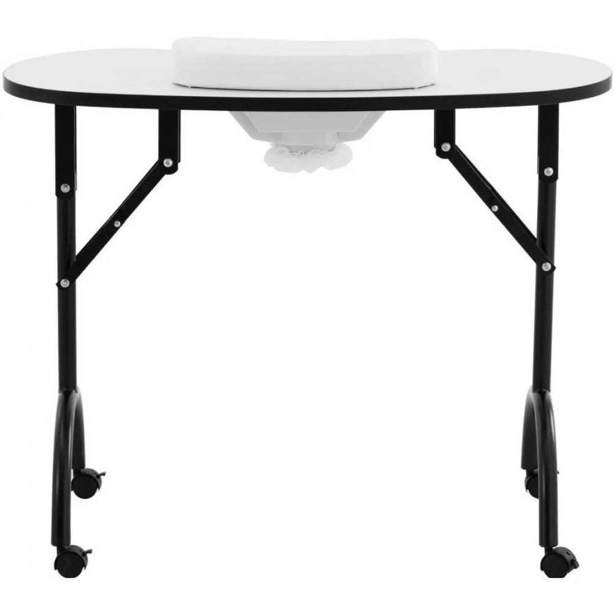 Physa Stalinis kosmetinis manikiūro stalas su dulkių sugėrikliu, sulankstomas ant ratukų, 90 x 42 x 73 cm, baltas – 2