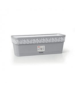 Flower box with tray Gaia 50x18x17cm grey