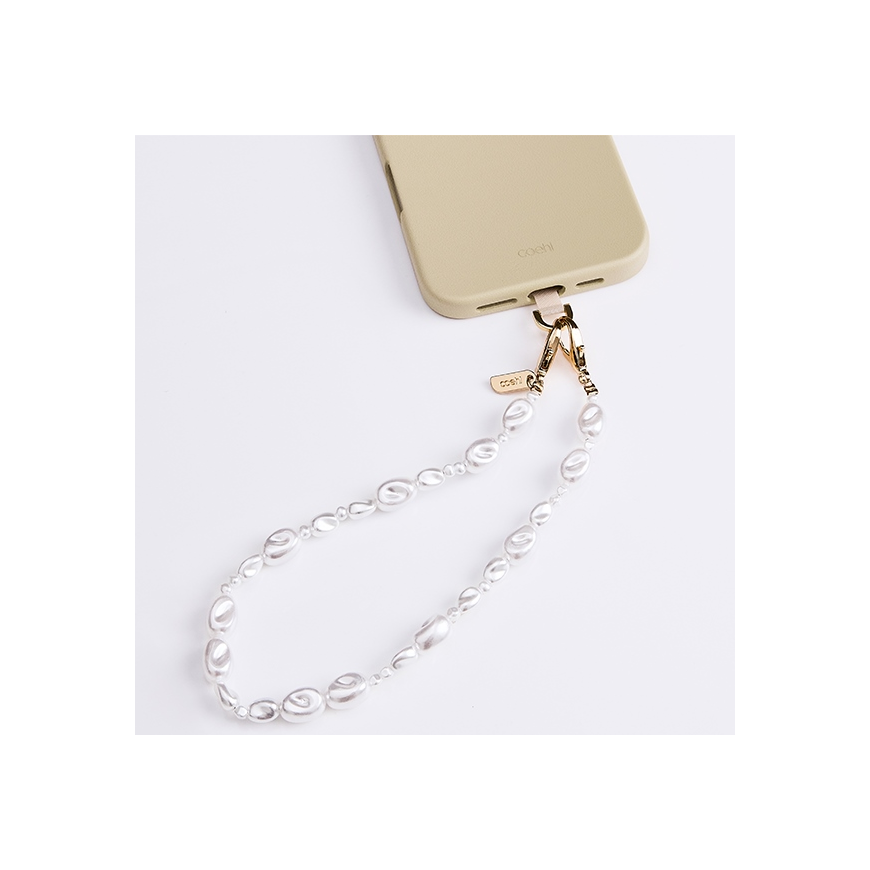 Dėklas UNIQ Coehl Perla Handstrap universalus sznurek do telefonu na rękę balta/baltas pearl – 3