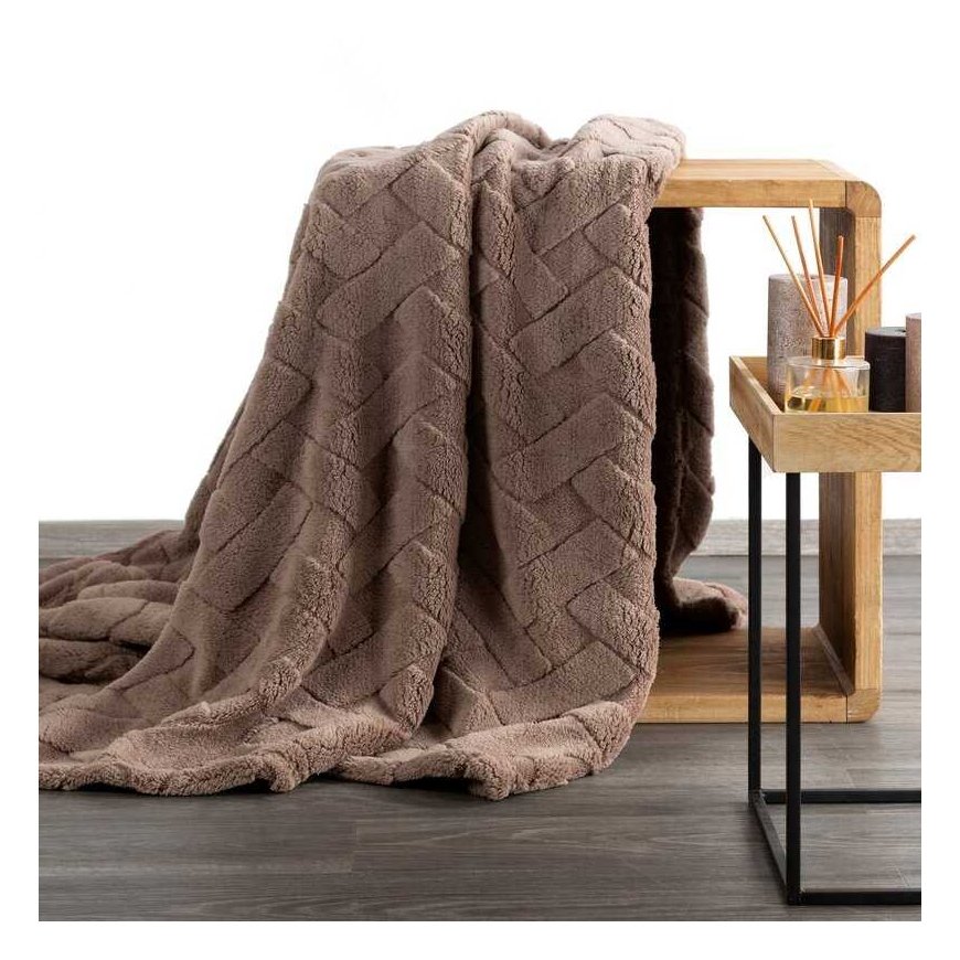 Eurofirany Koc narzuta 200x220 Caro sand color dark with microfiber D91 – 2