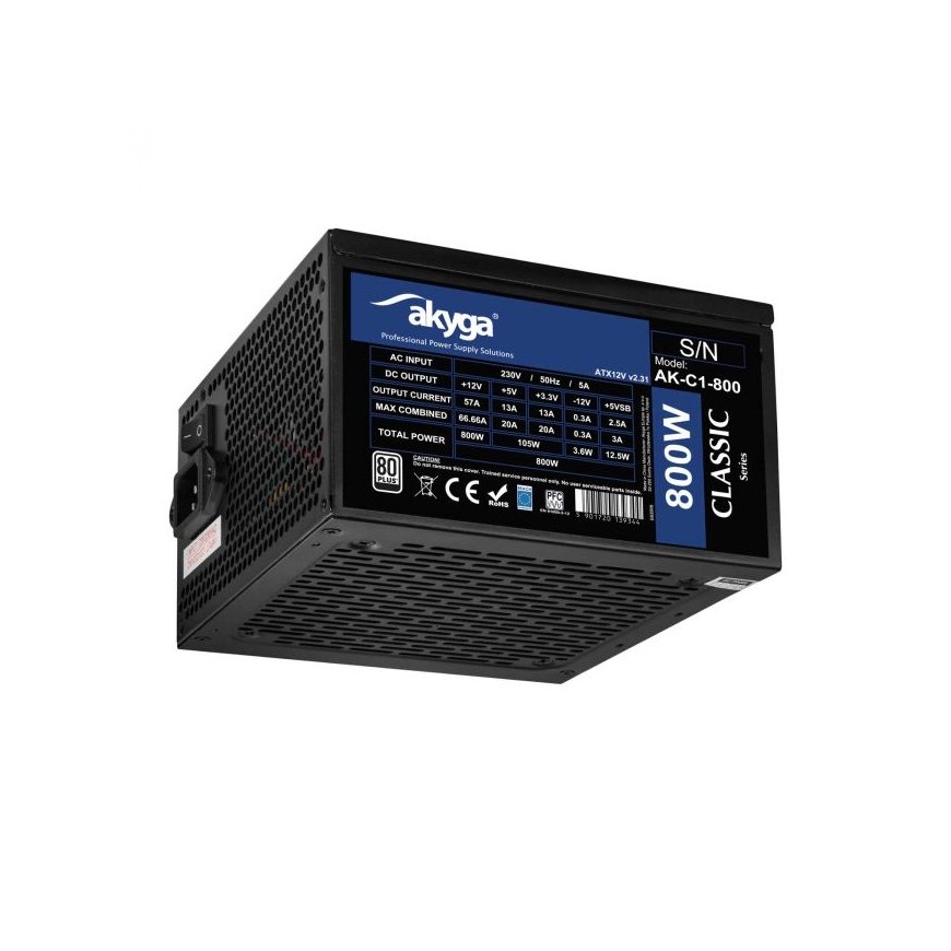 ATX Power Supply 800W Akyga AK-C1-800 P4+4 2x PCI-E 6+2 pin 6x S