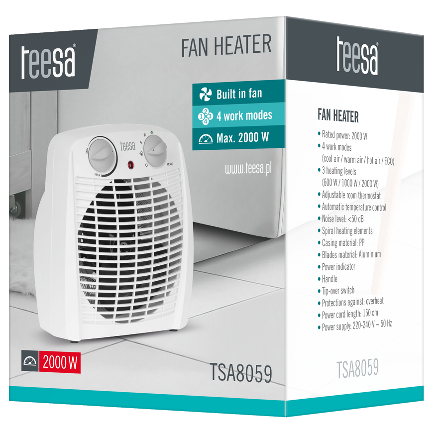 Teesa fan heater (800, 1200, 2000 W) – 5