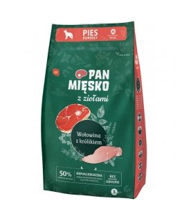 PAN MIĘSKO with herbs Beef with rabbit M - dry dog food - 20kg