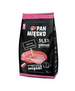 PAN MIĘSKO Teļa gaļa ar paipalu XS - sausā barība kucēniem - 9kg