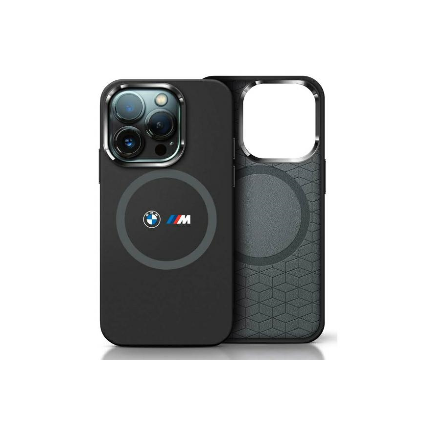 Case BMW BMHMP16S23SROK iPhone 16 6.1" black/black hardcase M Silicone Printed Ring MagSafe – 2