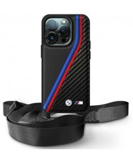 Case BMW BMHCP16L23PSVTK iPhone 16 Pro 6.3" black/black hardcase M Edition Carbon Tricolor Lines & Strap