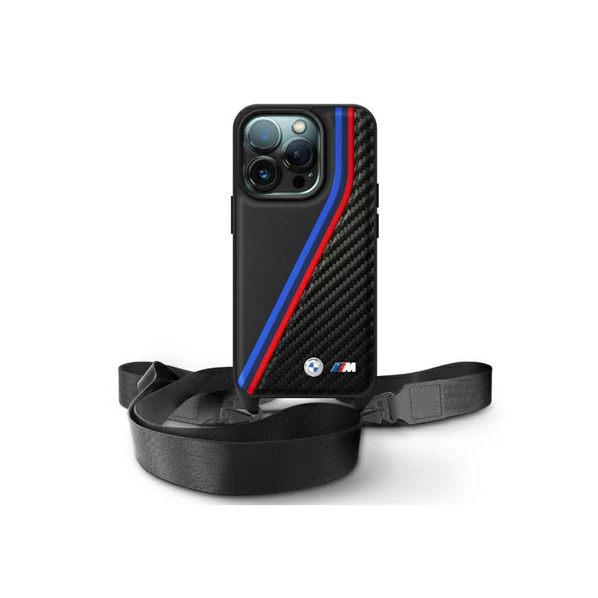 Case BMW BMHCP16L23PSVTK iPhone 16 Pro 6.3" black/black hardcase M Edition Carbon Tricolor Lines & Strap – 2