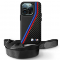 Dėklas BMW BMHCP16L23PSVTK iPhone 16 Pro 6.3" juoda/juodas hardcase M Edition Carbon Tricolor Lines & Strap Dėklas BMW BMHCP16L23PSVTK iPhone 16 Pro 6.3" juoda/juodas hardcase M Edition Carbon Tricolor Lines & Strap