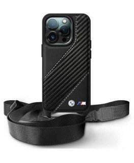 Case BMW BMHCP16X23PSCCK iPhone 16 Pro Max 6.9" black/black hardcase M Edition Carbon Stripe & Strap