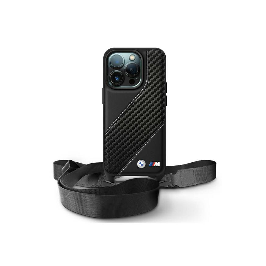 Dėklas BMW BMHCP16X23PSCCK iPhone 16 Pro Max 6.9" juoda/juodas hardcase M Edition Carbon Stripe & Strap – 2
