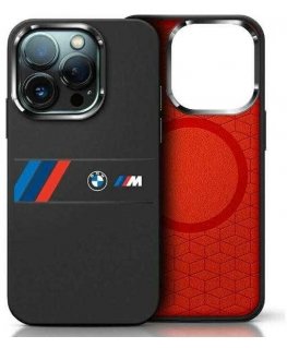 Case BMW BMHMP16X23SAXK iPhone 16 Pro Max 6.9" black/black hardcase Silicone Middle Stripe MagSafe
