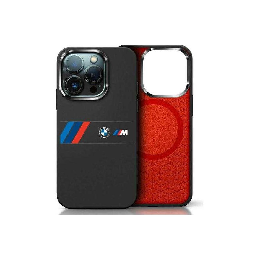 Case BMW BMHMP16X23SAXK iPhone 16 Pro Max 6.9" black/black hardcase Silicone Middle Stripe MagSafe