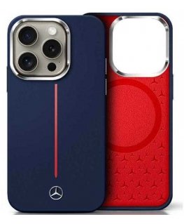 Dėklas Mercedes MEHMP16X23SUMRV iPhone 16 Pro Max 6.9" tamsiai mėlyna/navy hardcase Silicone Raudona Stripe MagSafe