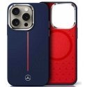 Case Mercedes MEHMP16X23SUMRV iPhone 16 Pro Max 6.9" dark blue/navy hardcase Silicone Red Stripe MagSafe