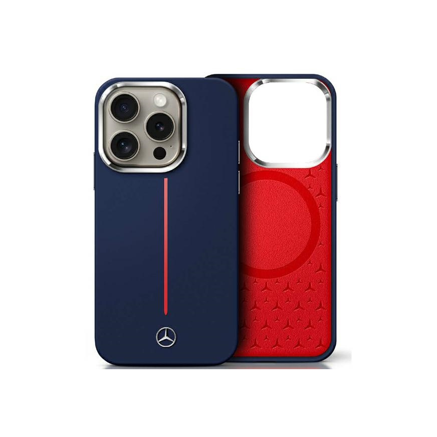 Case Mercedes MEHMP16X23SUMRV iPhone 16 Pro Max 6.9" dark blue/navy hardcase Silicone Red Stripe MagSafe – 2