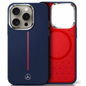 Dėklas Mercedes MEHMP16X23SUMRV iPhone 16 Pro Max 6.9" tamsiai mėlyna/navy hardcase Silicone Raudona Stripe MagSafe