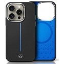 Case Mercedes MEHMP16S23SUMBK iPhone 16 6.1" black/black hardcase Silicone Blue Stripe MagSafe