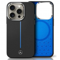 Case Mercedes MEHMP16S23SUMBK iPhone 16 6.1" black/black hardcase Silicone Blue Stripe MagSafe