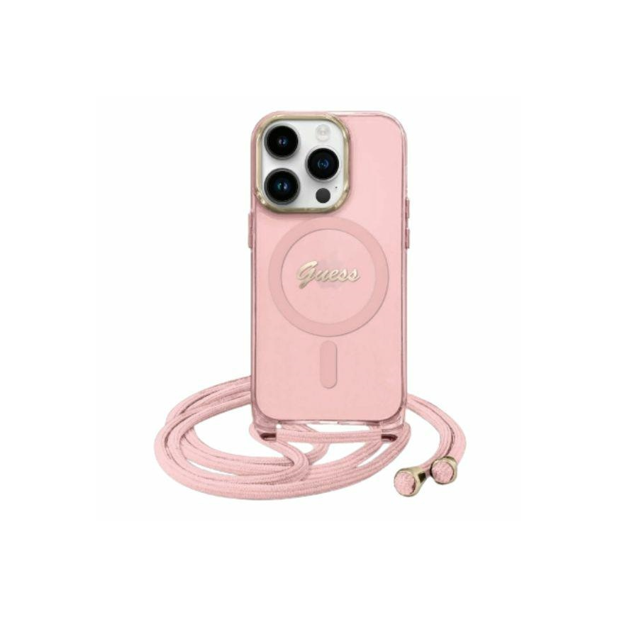 Dėklas Guess GUHMP16SHCTSGNSP iPhone 16 6.1" rožinis/pink hardcase Crossbody Cord Script MagSafe – 2