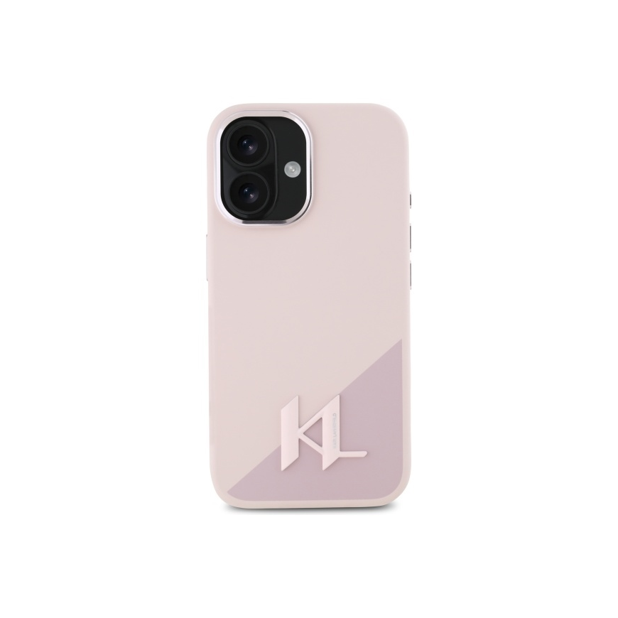 Case Karl Lagerfeld KLHMP16SSCMKMPCP iPhone 16 6.1" pink/pink hardcase Silicone Shadow Metal Initial MagSafe – 2