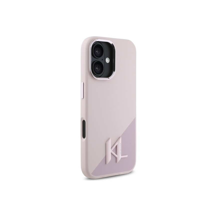 Case Karl Lagerfeld KLHMP16SSCMKMPCP iPhone 16 6.1" pink/pink hardcase Silicone Shadow Metal Initial MagSafe – 3