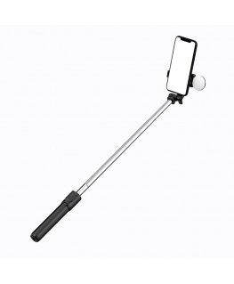 Selfie stick WR1YXS telescopic tripod 0.71m with round lamp - black