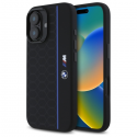 Dėklas BMW BMHMP16S23SHEB iPhone 16 6.1" juoda/juodas hardcase Silicone Hexagon Mėlyna Line MagSafe
