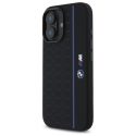 Case BMW BMHMP16S23SHEB iPhone 16 6.1" black/black hardcase Silicone Hexagon Blue Line MagSafe