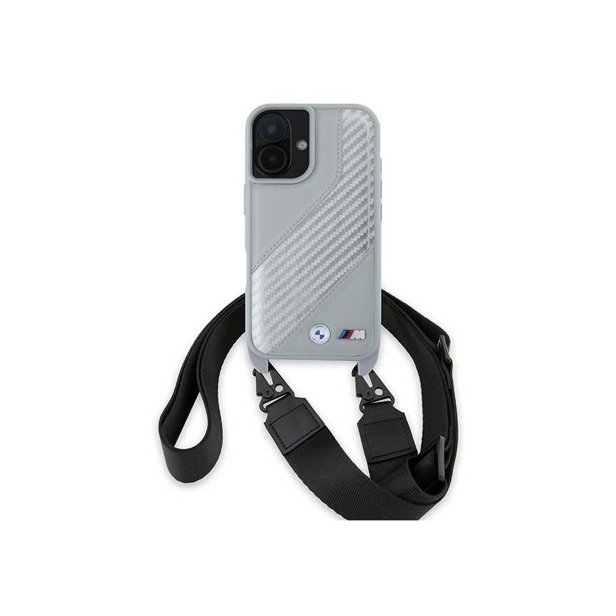 Case BMW BMHCP16S23PSCCG iPhone 16 6.1" gray/gray hardcase M Edition Carbon Stripe & Strap – 2