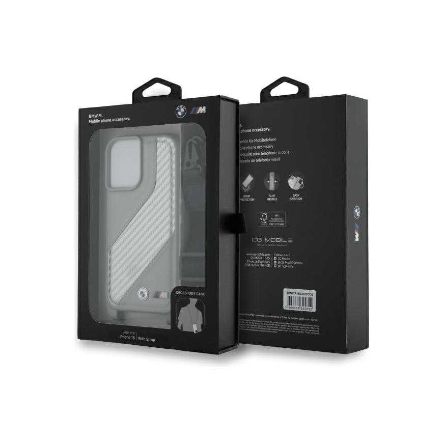 Case BMW BMHCP16S23PSCCG iPhone 16 6.1" gray/gray hardcase M Edition Carbon Stripe & Strap – 5